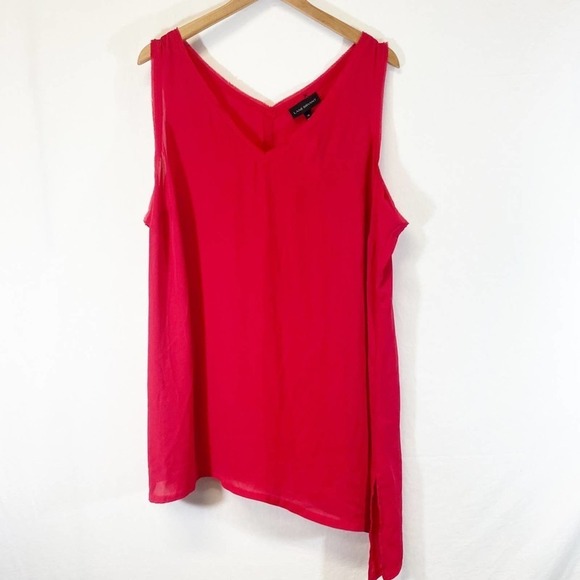 NWT Lane Bryant Hot Pink Semi Sheer A Symmetrical Tank Size 26 Plus - Picture 1 of 10